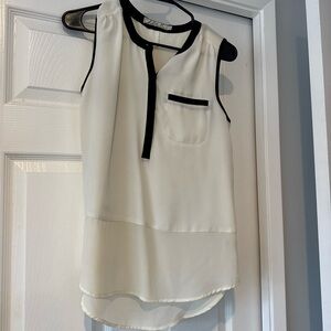 Sleeveless White and Black Women's Top